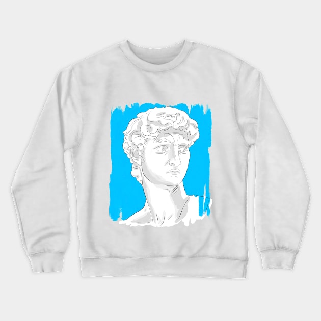 Denizko Art Statue Head Blue Crewneck Sweatshirt by denizko